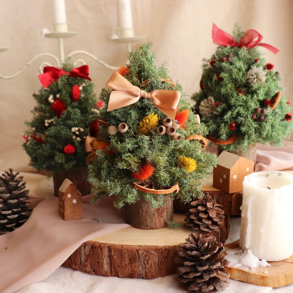 ドライフラワークリスマスツリークリスマスドライフラワーデコレーションエクスチェンジギフトホームデコレーション
