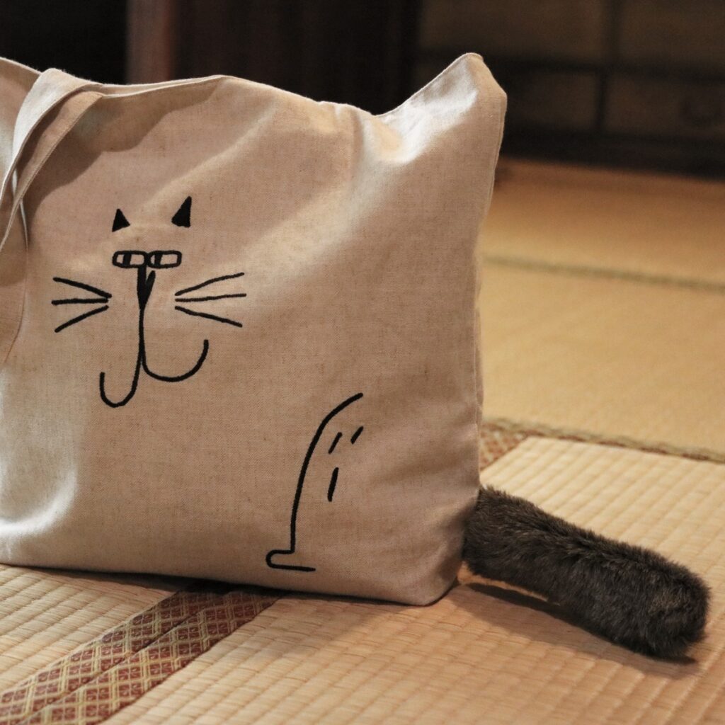 ジープキャット ふわふわテール刺繍 トートバッグ エコバッグ