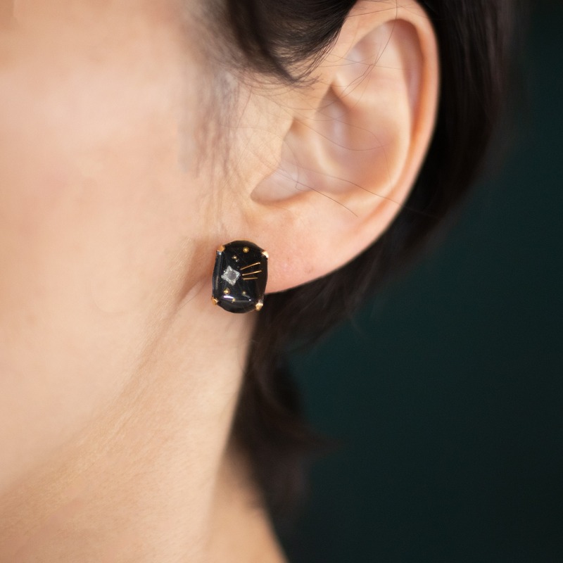 月モチーフ アクセサリー 石座ピアス