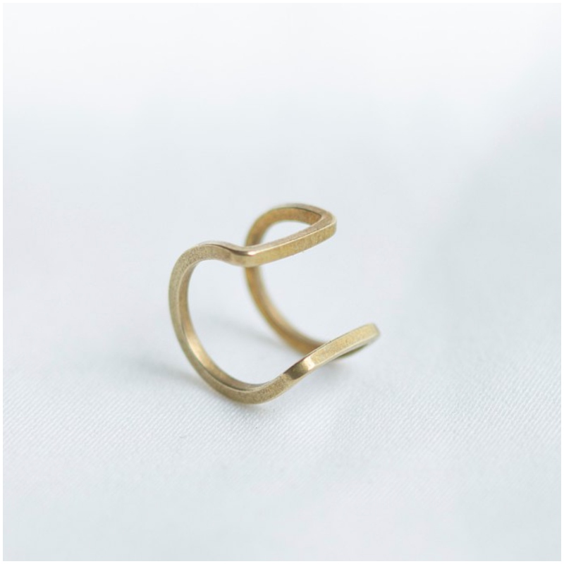 黃銅縫線雙圈 耳骨夾 Ear Cuff