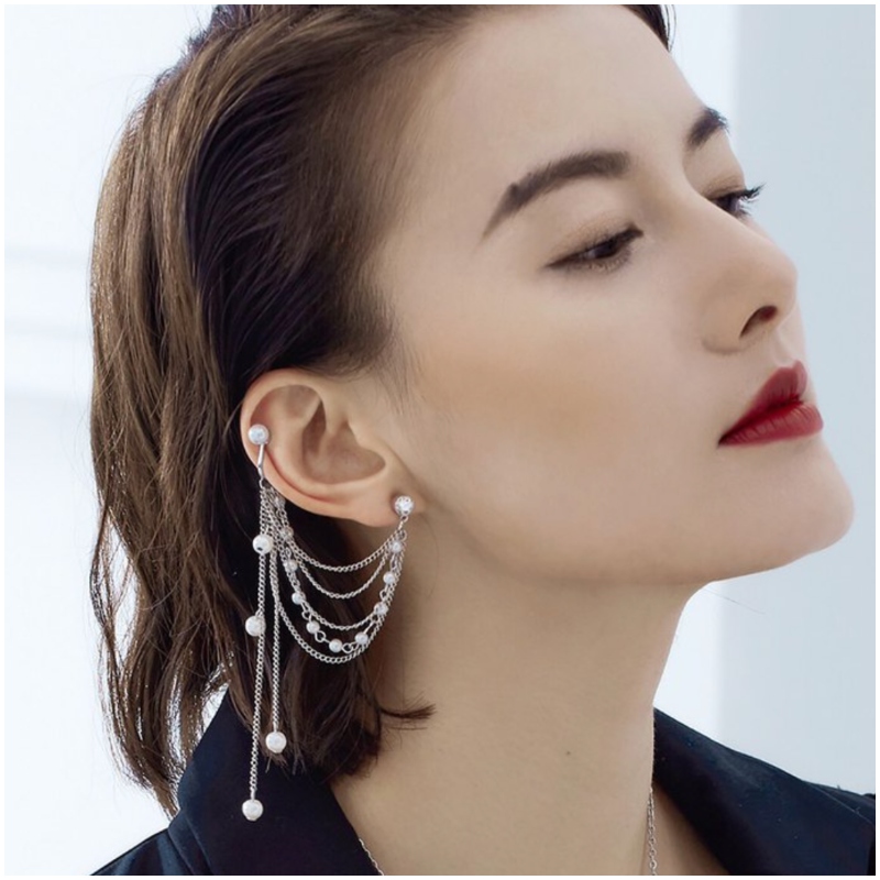 珍珠流蘇水鑽 耳骨夾 Ear Cuff