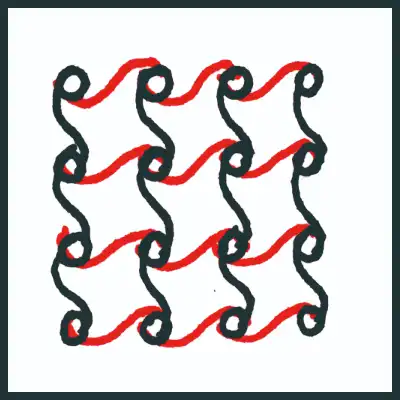 4. 下一個動作就是將紙轉90 度,繼續在兩個圓圈之間,用S 連接起來,直到全部的圓圈都連接起來。