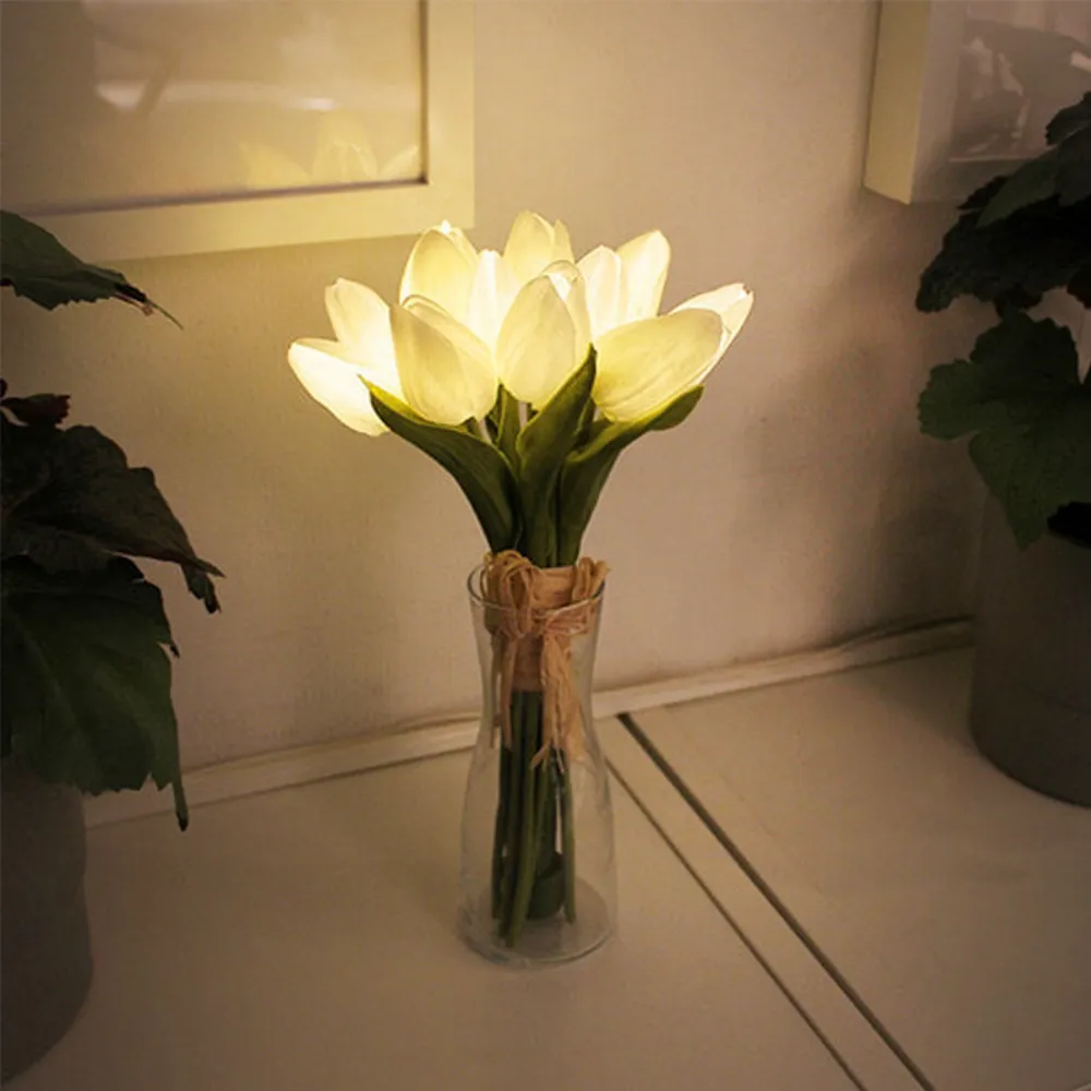 2021聖誕節 聖誕禮物 交換禮物 鬱金香花束 LED仿真花夜燈