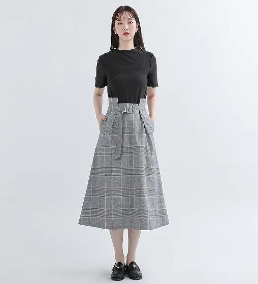 格紋長裙穿搭