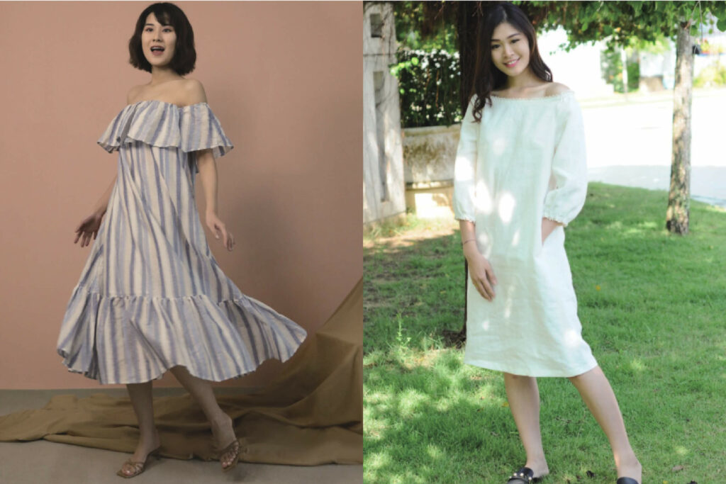 2021 夏天一字領洋裝穿搭