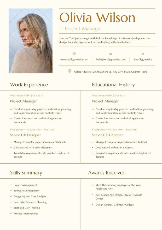 canva 免費英文履歷模板