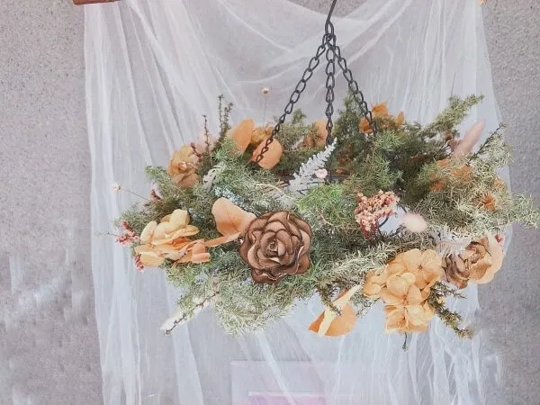 皮革玫瑰花聖誕花圈diy