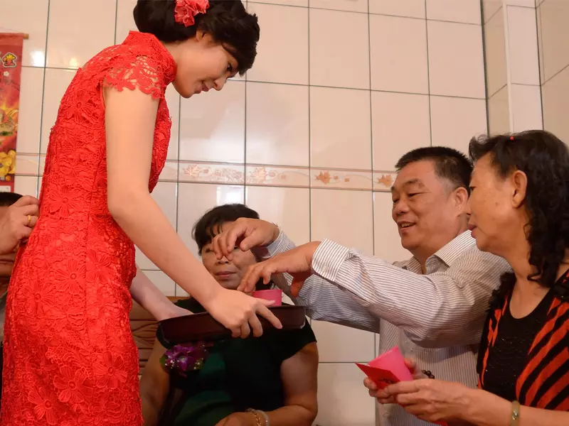 新娘奉茶和男方長輩給壓茶禮