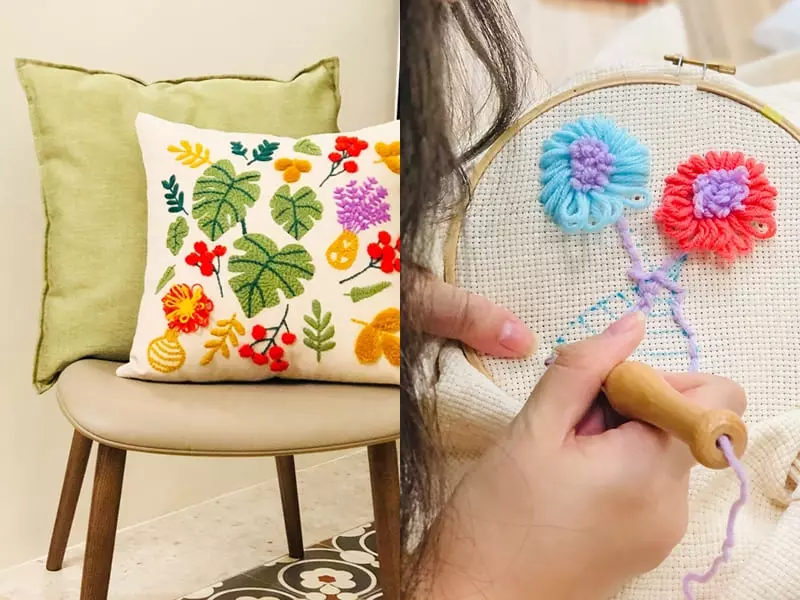 毛線刺繡材料包 創作抱枕