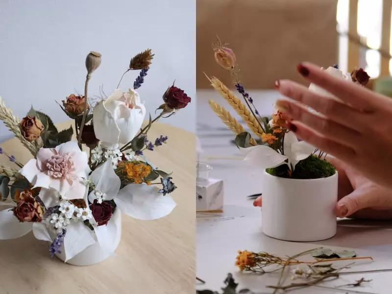 自然風質感小桌花 乾燥花 DIY